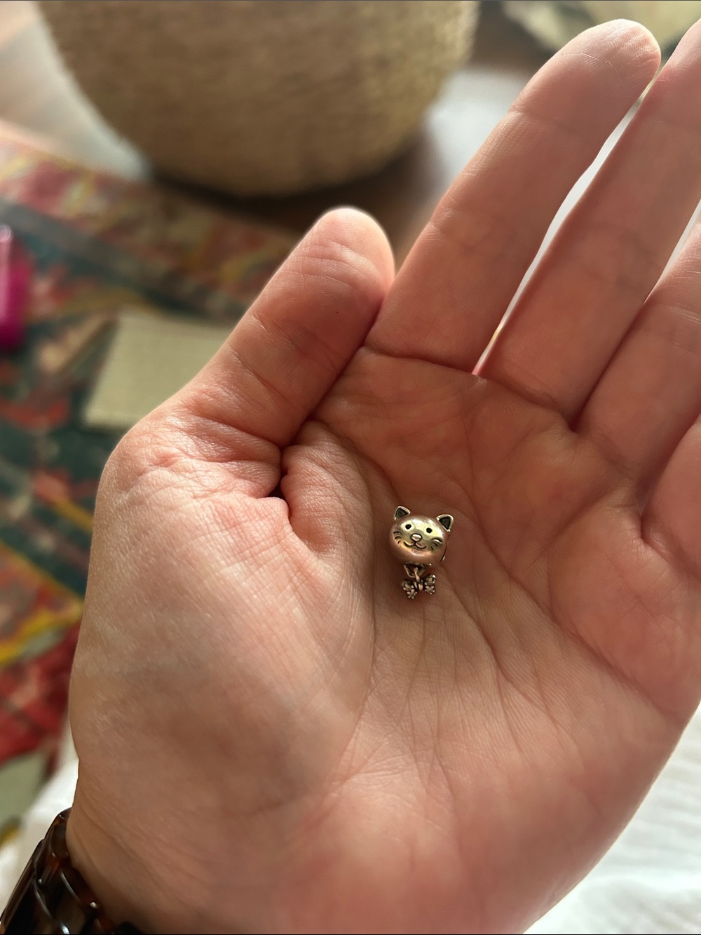 Pandora Sterling Silver Pet Cat and Bow Charm